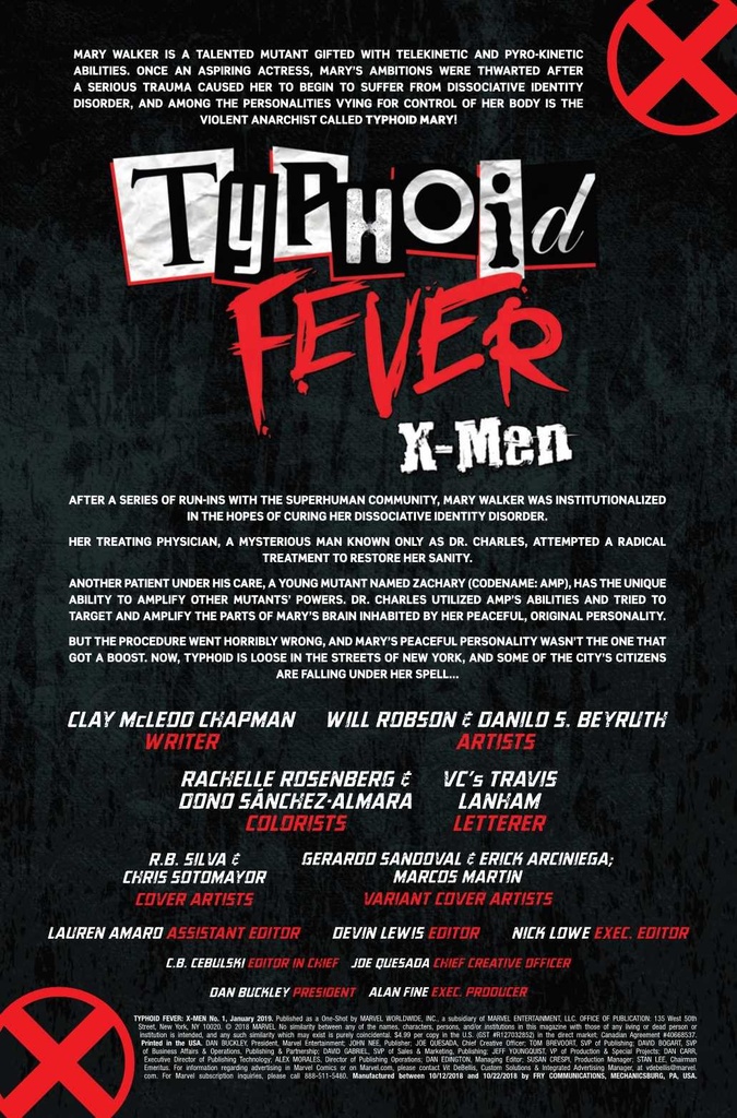 TYPHOID FEVER X-MEN #1