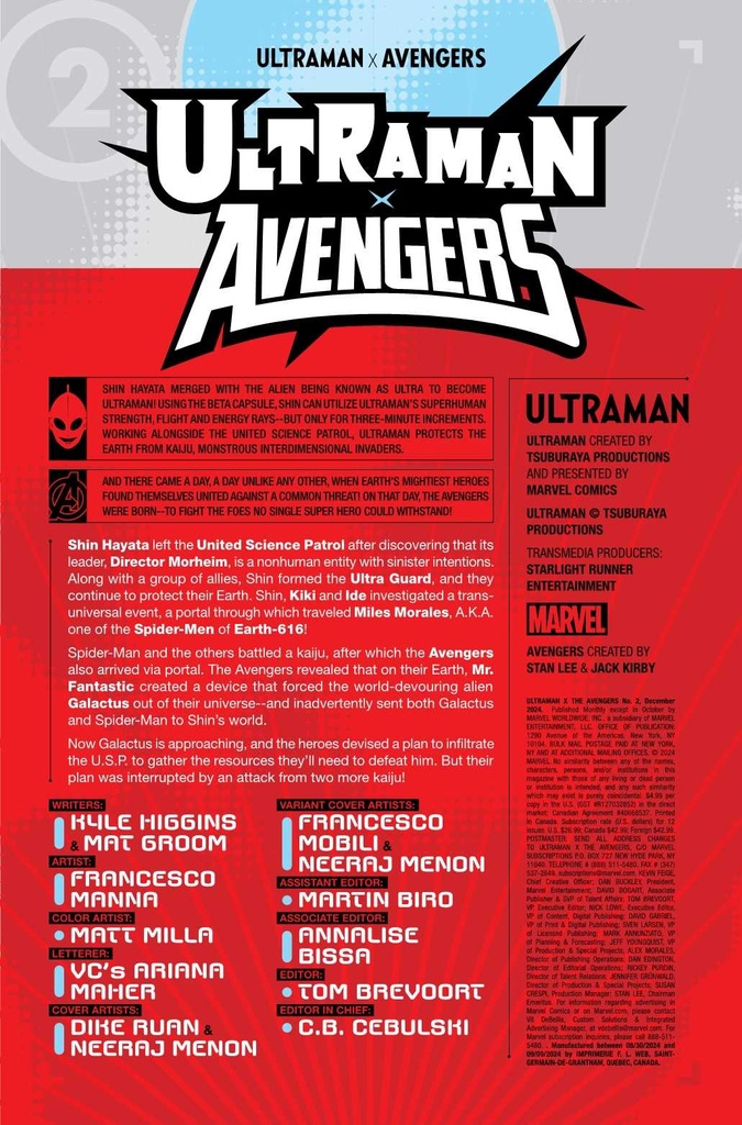 ULTRAMAN X THE AVENGERS #2 (OF 4) FRANCESCO MOBILI VAR