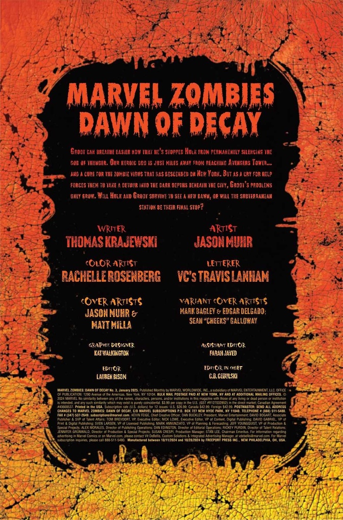 MARVEL ZOMBIES DAWN OF DECAY #3 (OF 4) BAGLEY HOMAGE VAR