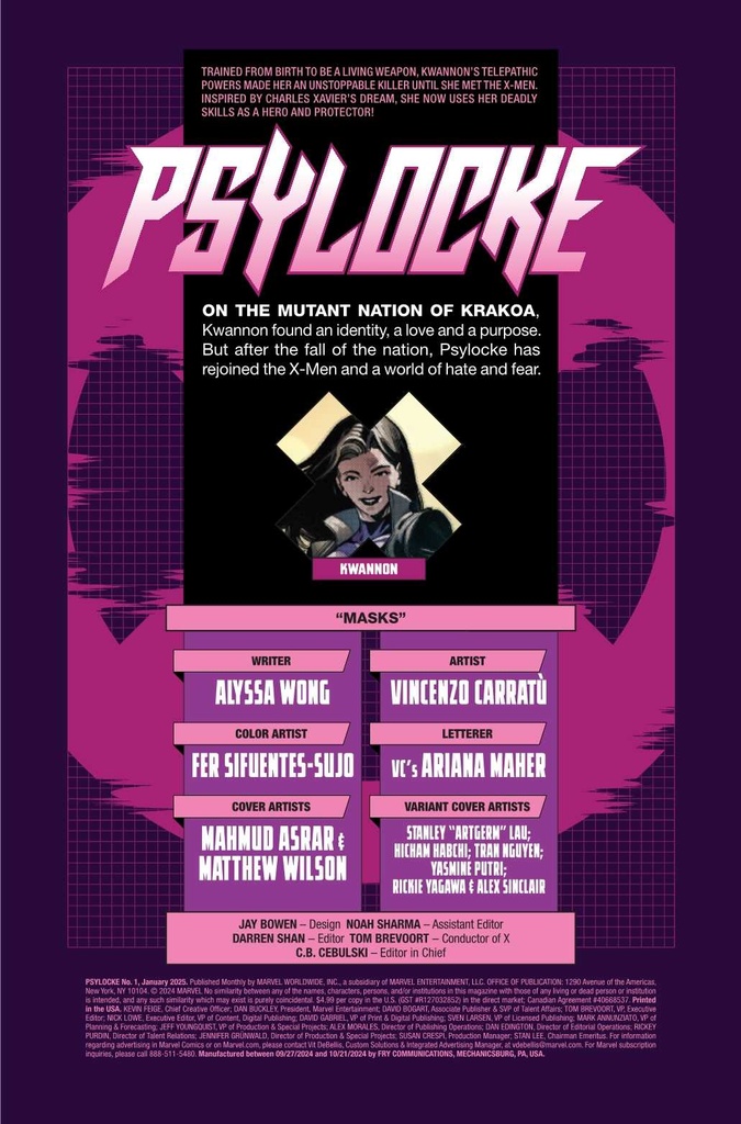 PSYLOCKE #1 RICKIE YAGAWA PINK FOIL VAR (Net)