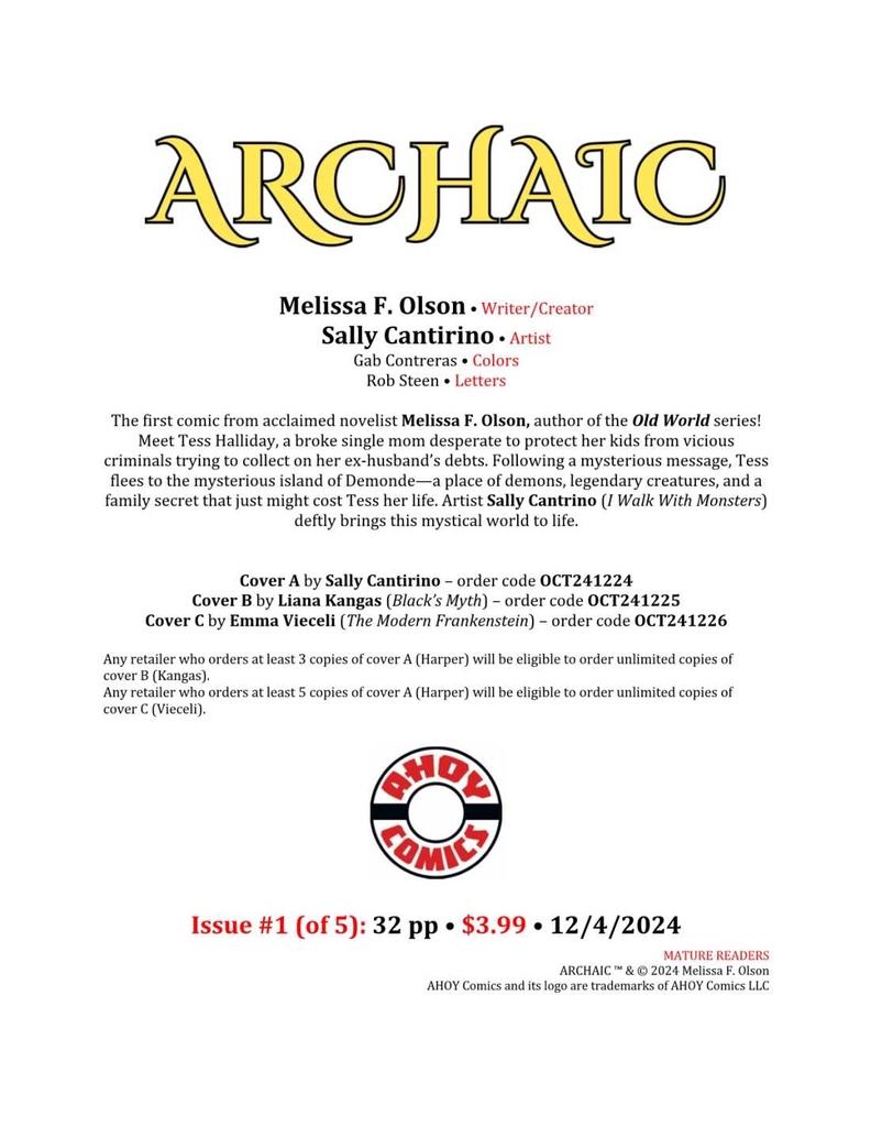 ARCHAIC #1 (OF 5) CVR A CANTIRINO (MR)