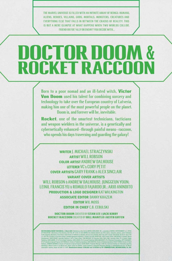 DOCTOR DOOM & ROCKET RACCOON #1 ANINDITO WINDOWSHADES VAR