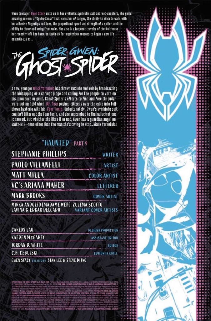 SPIDER-GWEN THE GHOST-SPIDER #9 TBD ARTIST MADAME WEB VAR