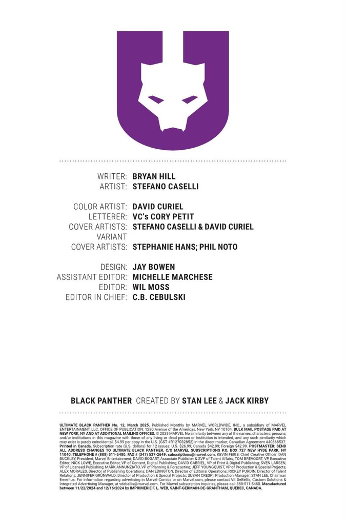 ULTIMATE BLACK PANTHER #12 PHIL NOTO VAR