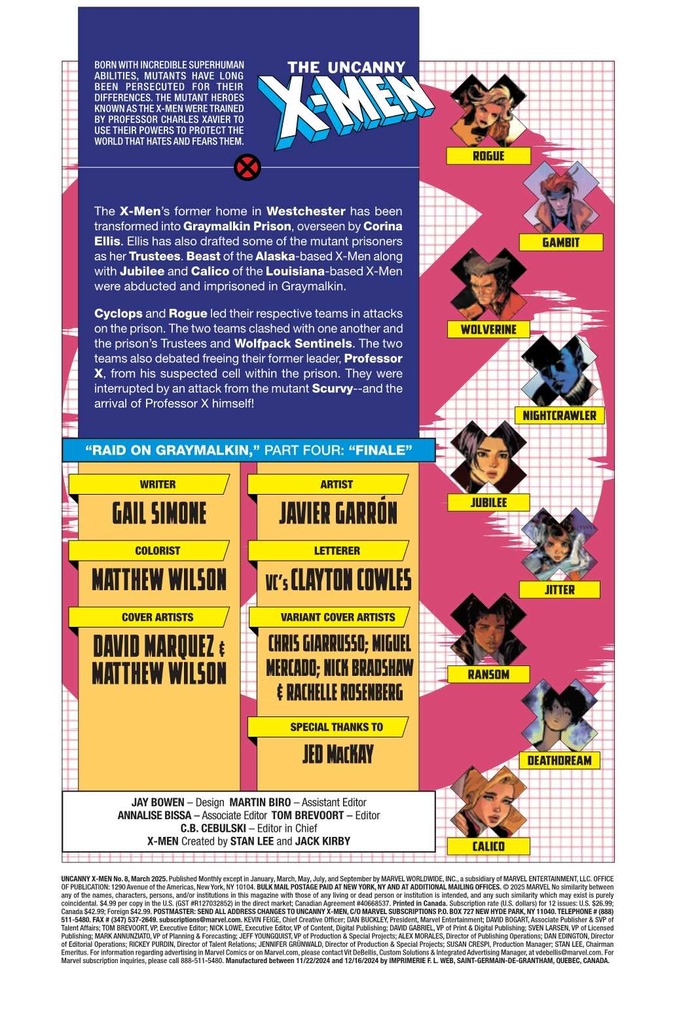 UNCANNY X-MEN #8 CHRIS GIARRUSSO CROSSOVER CONNECT VAR