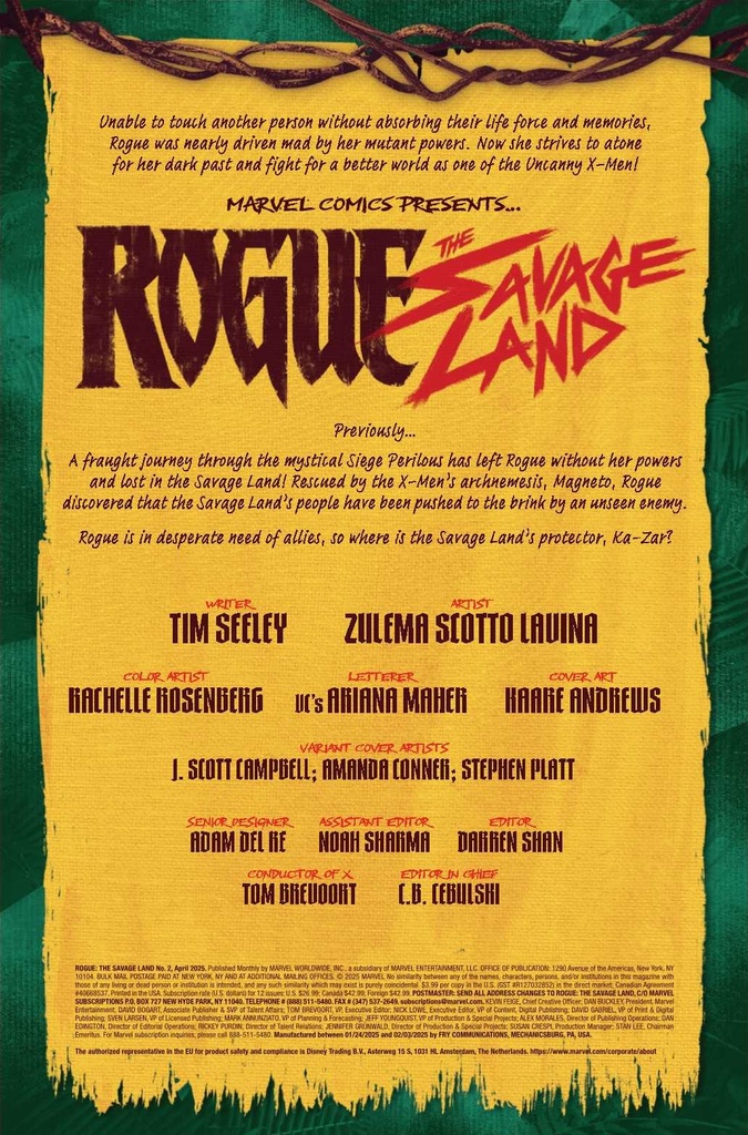 ROGUE THE SAVAGE LAND #2 (OF 5)