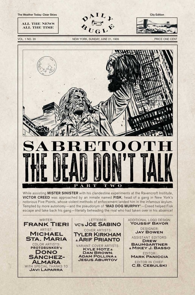 SABRETOOTH THE DEAD DONT TALK #2 (OF 5) ADAM POLLINA VAR
