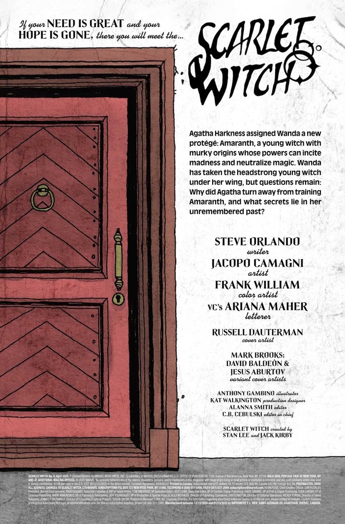 SCARLET WITCH #9 TBD ARTIST VAR