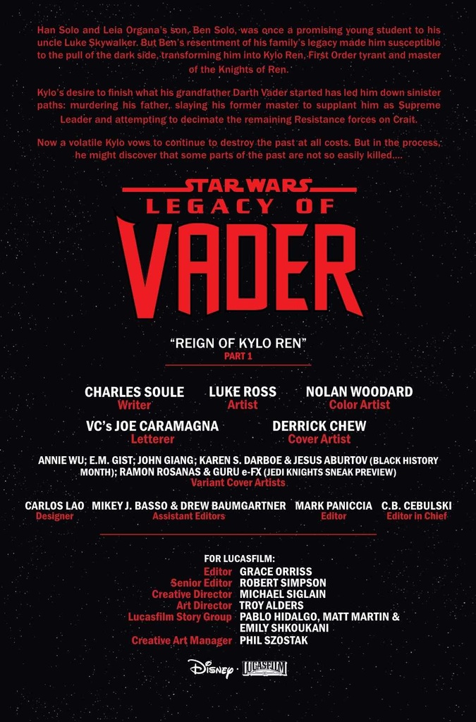 STAR WARS LEGACY OF VADER #1 ANNIE WU VAR