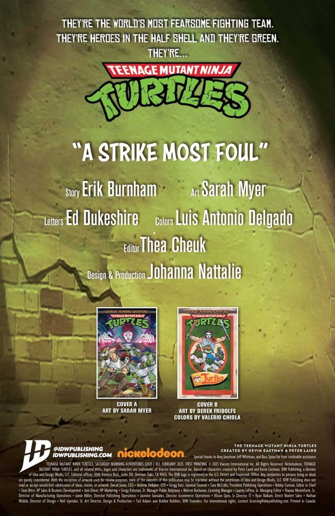 TMNT SATURDAY MORNING ADV #22 CVR A MYER
