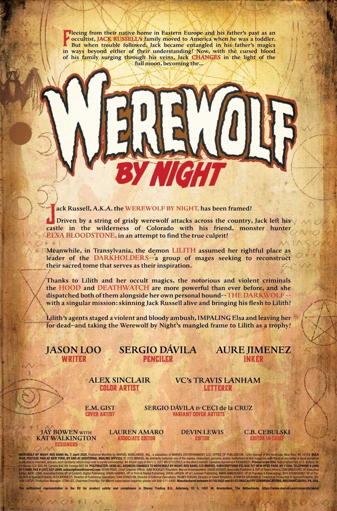 WEREWOLF BY NIGHT RED BAND #7 (POLYBAG)