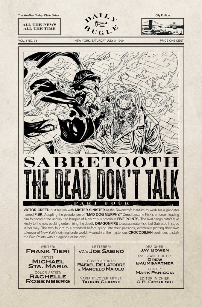 SABRETOOTH THE DEAD DONT TALK #4 (OF 5) TAURIN CLARKE VAR