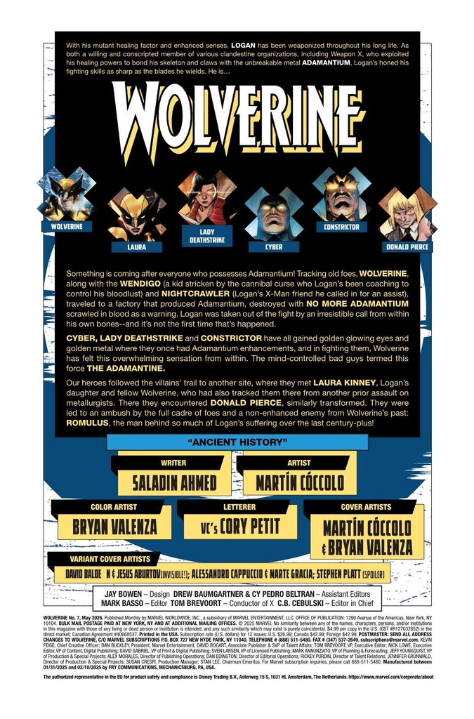 WOLVERINE #7 STEPHEN PLATT VAR
