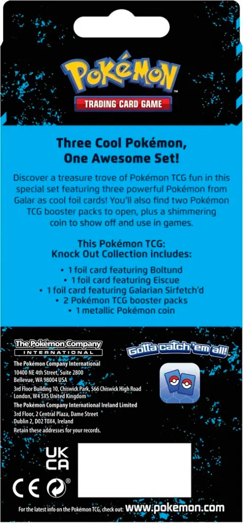 Pokémon TCG - Knock Out Collection (Boltund, Eiscue & Galarian Sirfetch'd, 3)