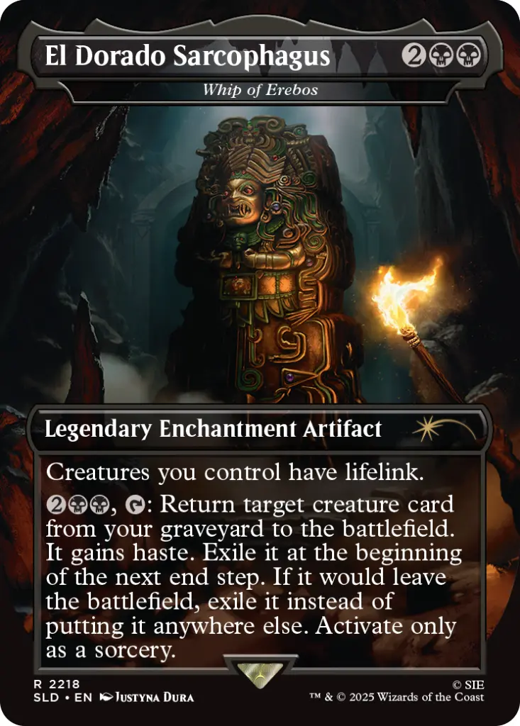 Magic: The Gathering - Secret Lair x Uncharted (Whip of Erebos as “El Dorado Sarcophagus”)