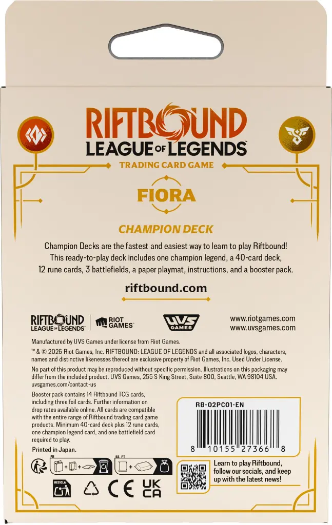 Riftbound: League of Legends - Spiritforged Champion Deck (Fiora, 3)