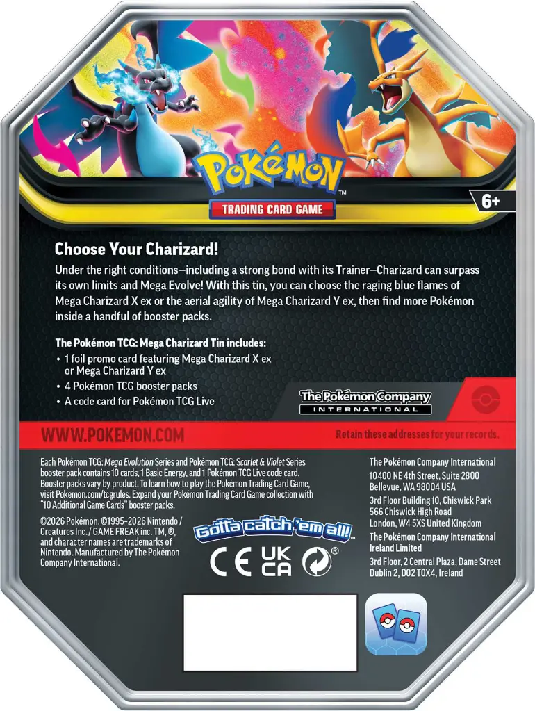 Pokémon: Mega Charizard ex Tin (Back)