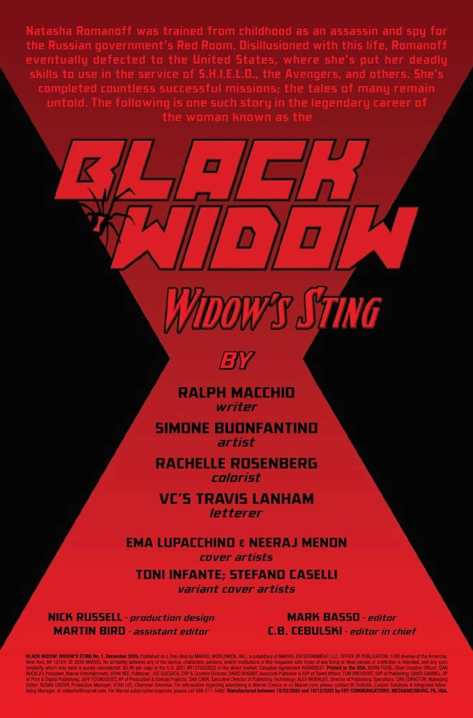 Black Widow: Widow's Sting #1 (Infante Variant)