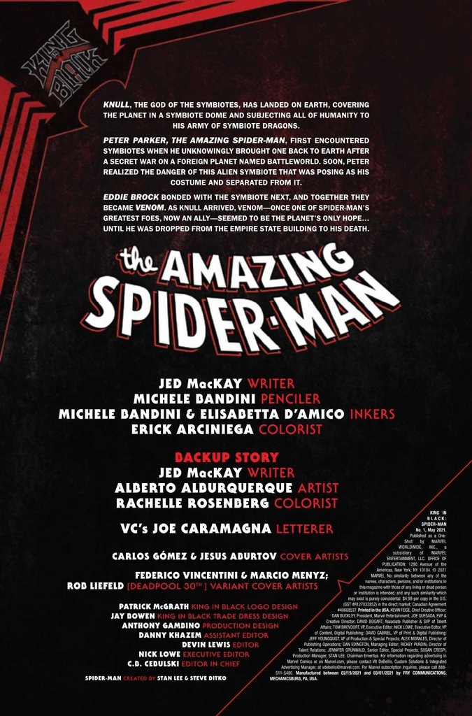 KING IN BLACK SPIDER-MAN #1