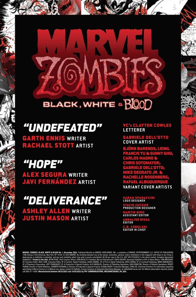 MARVEL ZOMBIES BLACK WHITE BLOOD #1