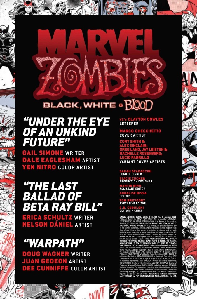MARVEL ZOMBIES BLACK WHITE BLOOD #2