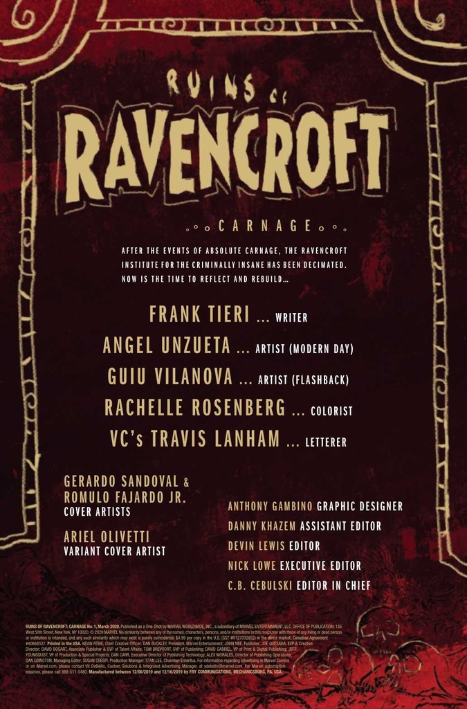 Ruins Of Ravencroft: Carnage #1 (Olivetti Variant)