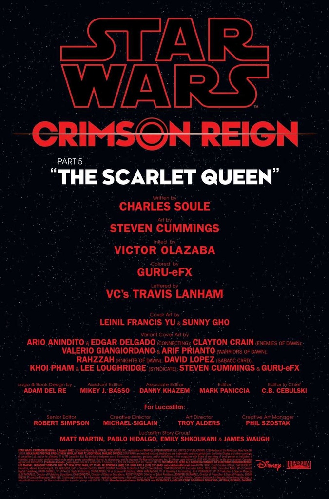 STAR WARS CRIMSON REIGN #5 (OF 5) ANINDITO CONNECT