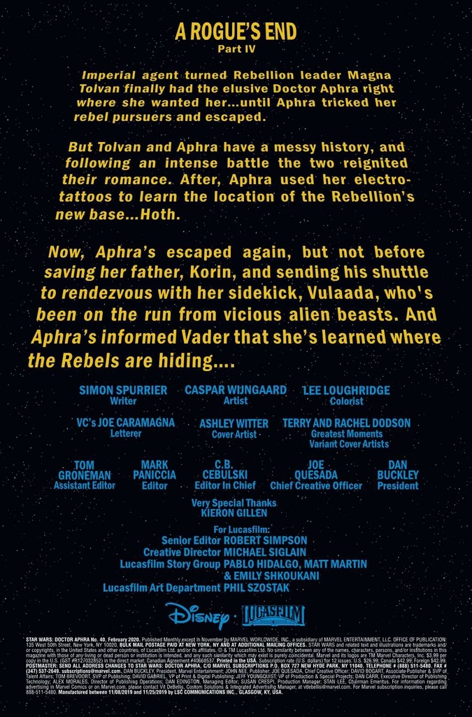 Star Wars: Doctor Aphra #40 (Dodson Greatest Moments Variant)