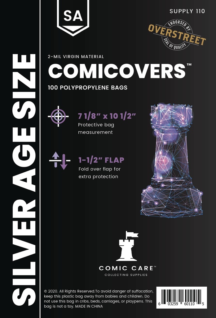 Comicare - Silver Sized PP Bags (100 pack)