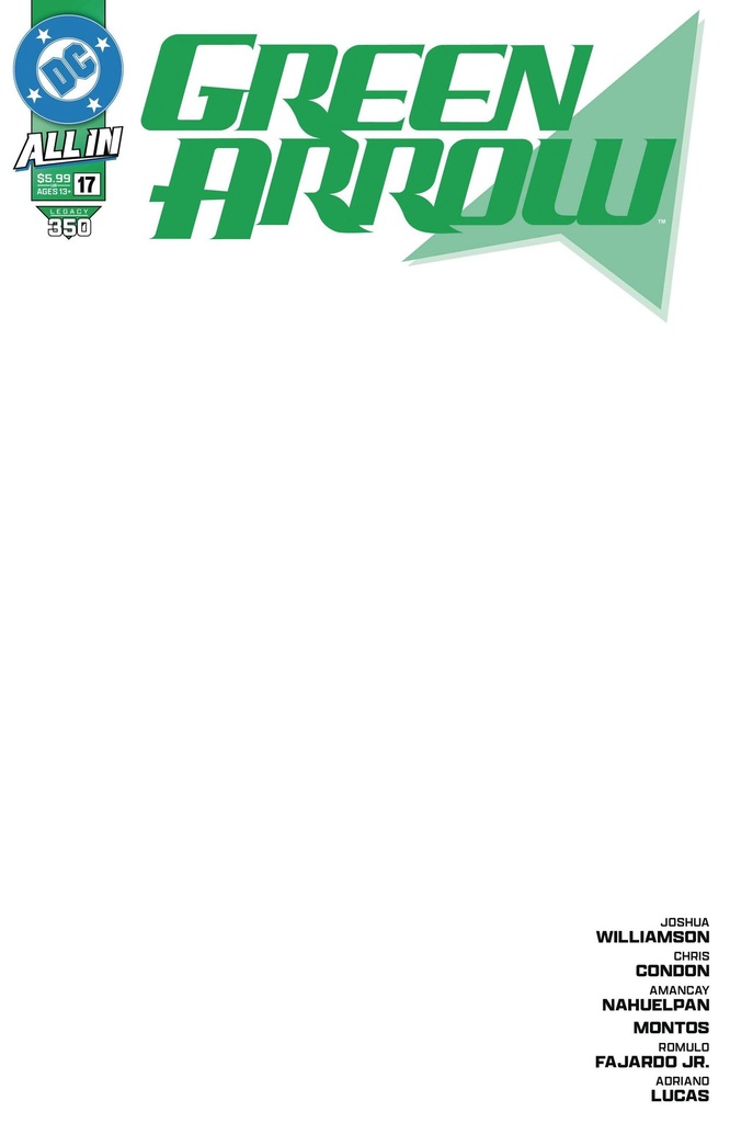 Green Arrow #350 (Cover D Blank Card Stock Variant)