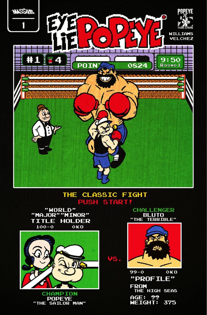 Eye Lie Popeye #1 (Massive Select Video Game Homage Metal Variant)