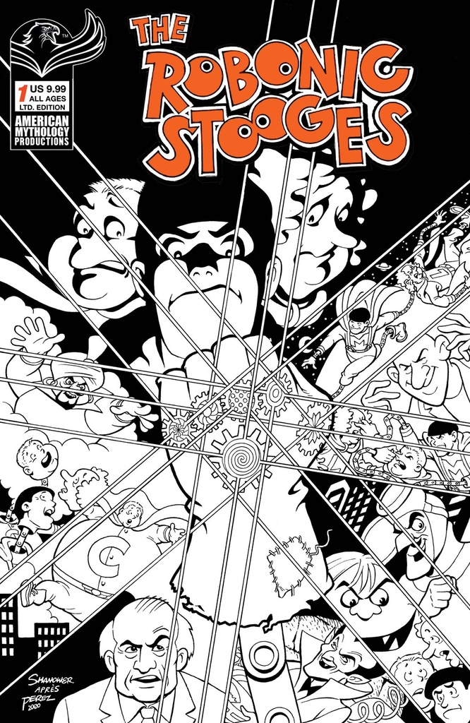 The Robonic Stooges #1 (Return Cover C Eric Shanower B&W Limited Variant)
