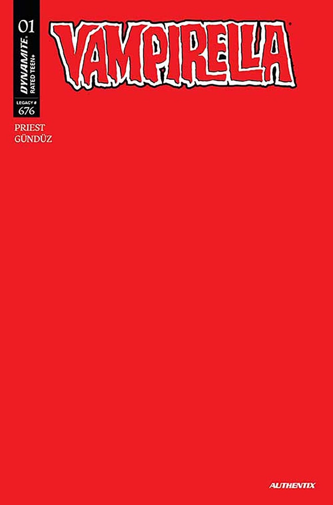 Vampirella #1 (Cover ZC Red Blank Authentix Variant)