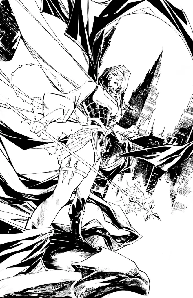 Marian Heretic #2 (Cover G Ken Lashley Unlimited B&W Virgin Variant)