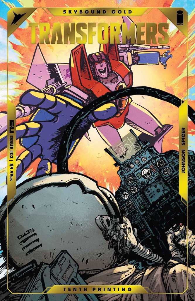 Transformers #2 (10th Printing Cover A Daniel Warren Johnson & Mike Spicer Embossed Gold Foil Variant)