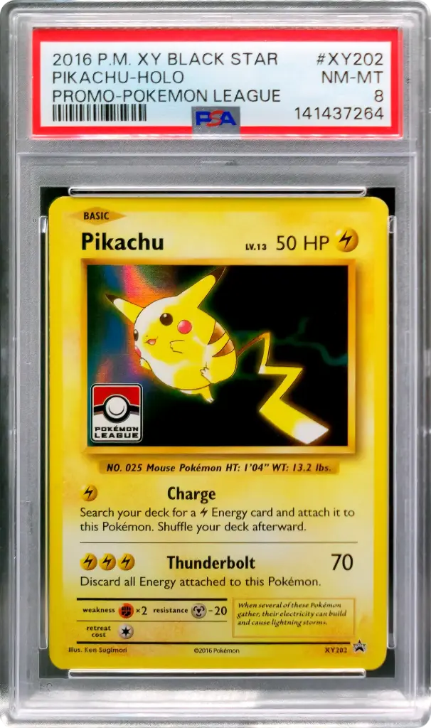 PSA8 Pikachu #XY202 - Pokemon League (2016 Pokémon - XY Black Star Promos #141437264)