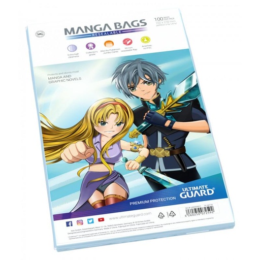 [UGD020011] Ultimate Guard - Resealable Manga Bags/Sleeves (100 pack)