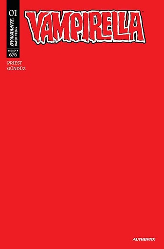 [JAN257602] Vampirella #1 (Cover ZC Red Blank Authentix Variant)