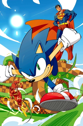 [APR253078] DC x Sonic the Hedgehog #4 of 5 (Cover B Daniele Di Nicuolo Card Stock Variant)
