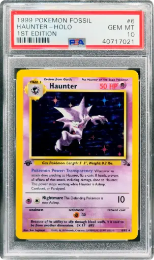 [PSA40717021] PSA10 Haunter #6 - Holo 1st Edition (1999 Pokémon - Fossil #40717021)