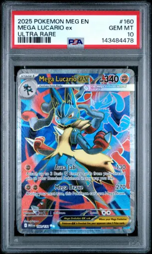 [PSA143484478] PSA10 Mega Lucario ex 160/132 - Ultra Rare (2025 Pokémon - Mega Evolution #143484478)