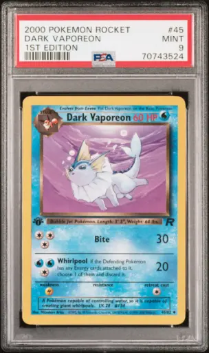 [PSA70743524] PSA9 Dark Vaporeon 45/82 - 1st Edition (2000 Pokémon - Team Rocket #70743524)