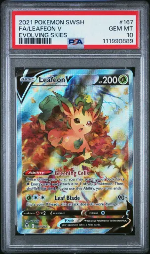 [PSA111990889] PSA10 Leafeon V 167/203 - Ultra Rare (2021 Pokémon - Sword & Shield: Evolving Skies #111990889)